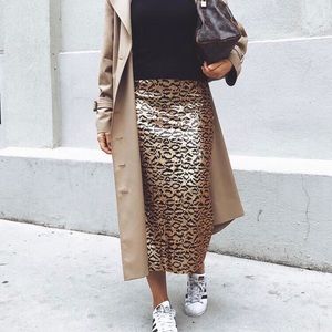 Zara Sequin Leopard print skirt